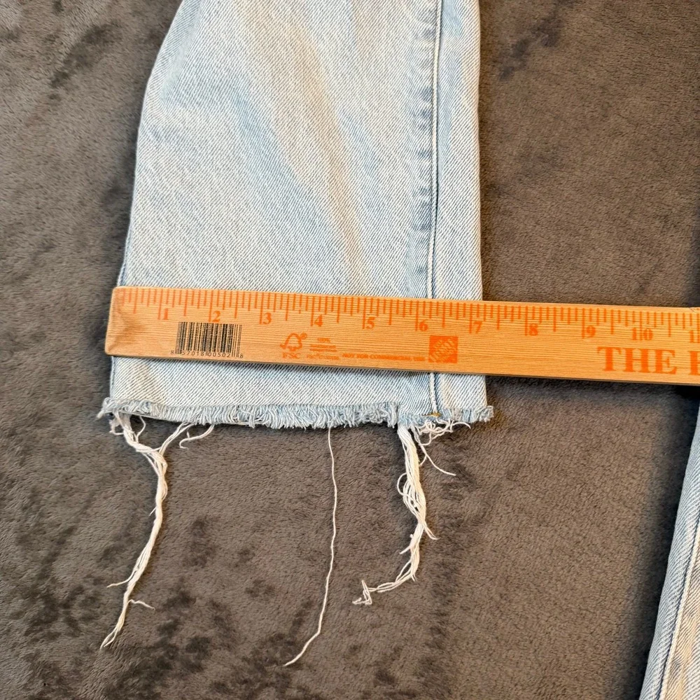PacSun 90's Straight Jeans Womens 23 Light Wash Distressed Raw Hem Denim Pants - Picture 10 of 12